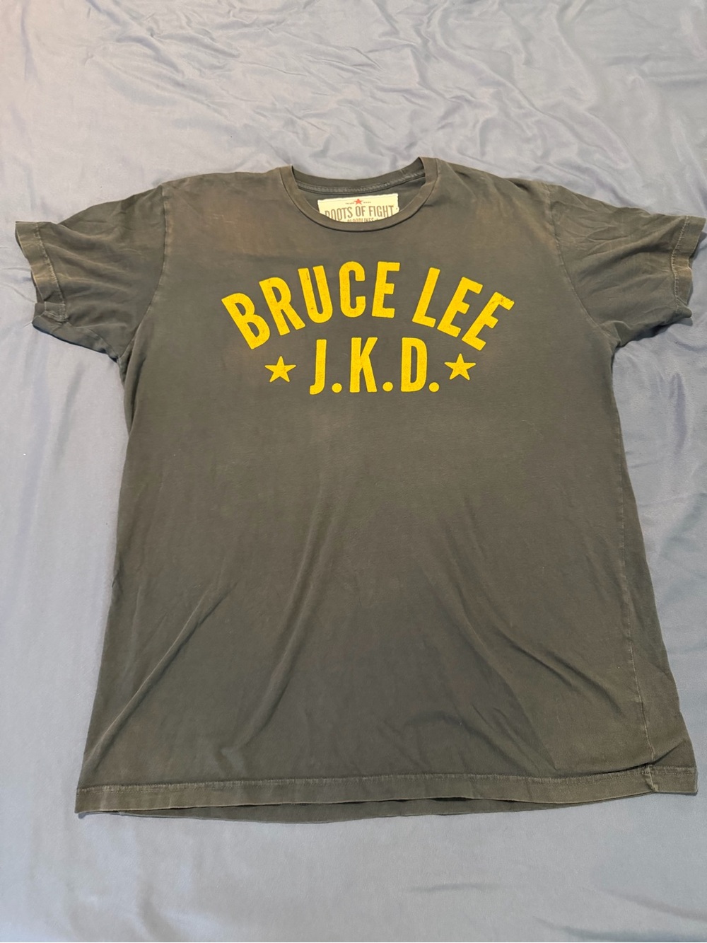 Bruce Lee J.K.D. Short Sleeve Tee - Olive with Yellow Print